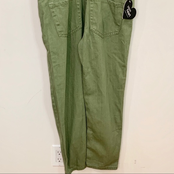 PAPER HEART Olive Denim Distressed Skinny Overalls - Picture 11 of 16